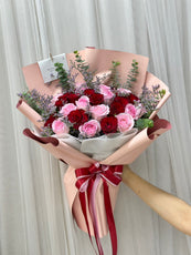 "Two of Us" Bouquet Of 30 Roses And Eucalyptus