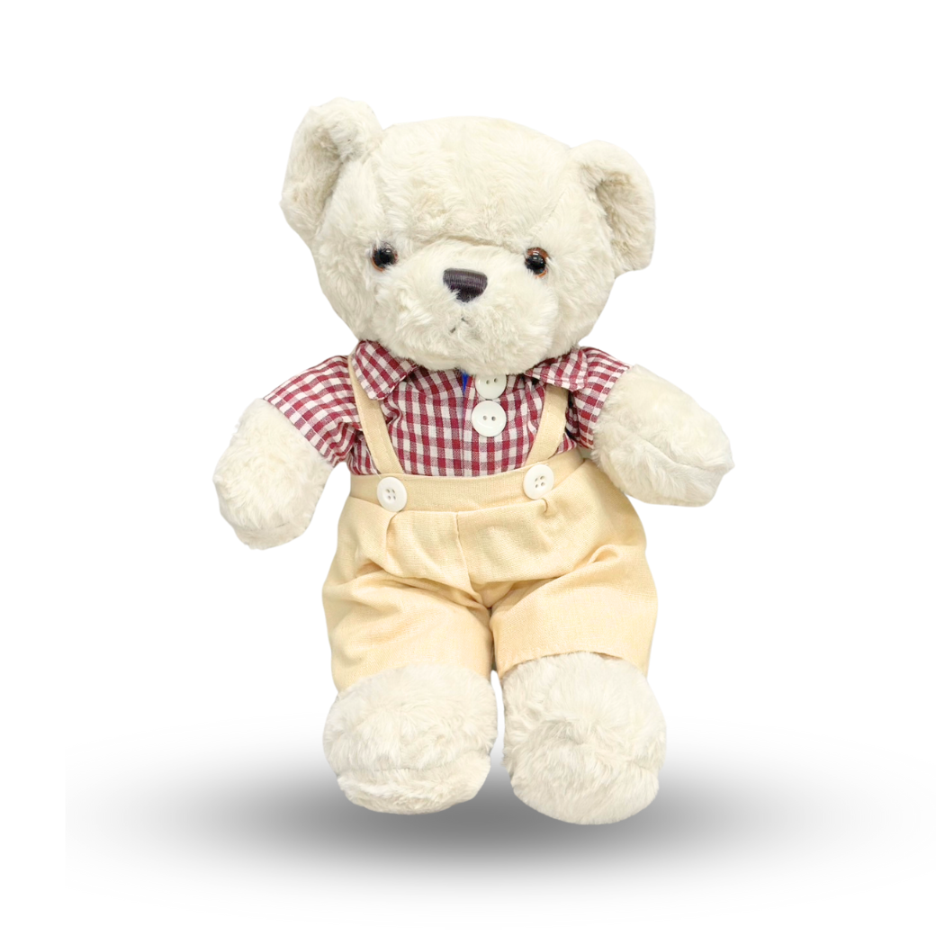 Teddy Bear with Maroon Shirt (H 40 CM)