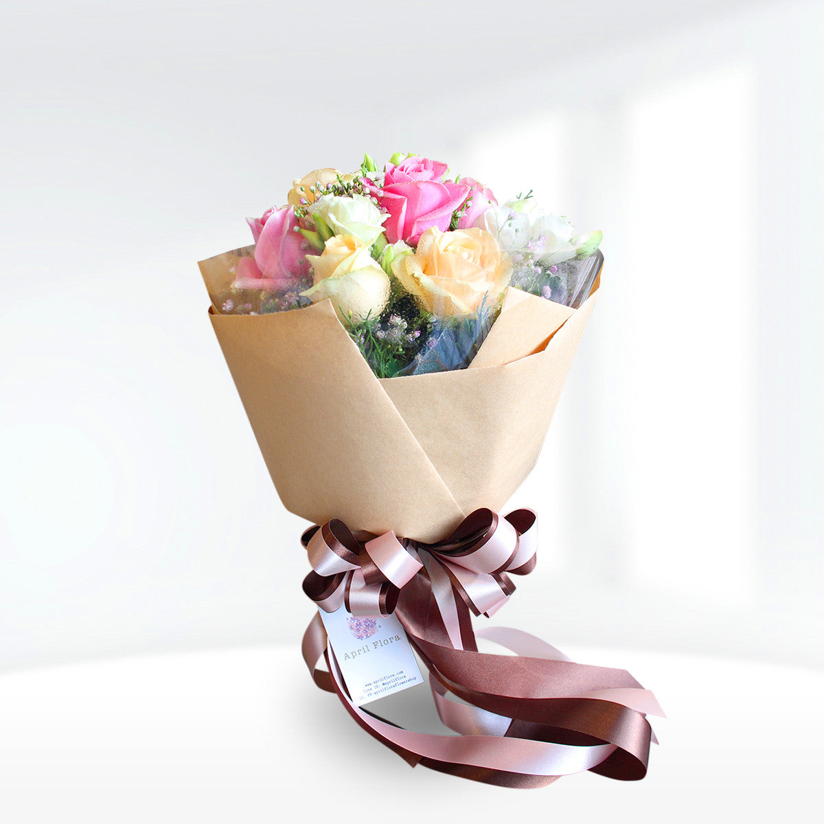 Magic Bouquet Of Pastel Roses And Lisianthus - April Flora