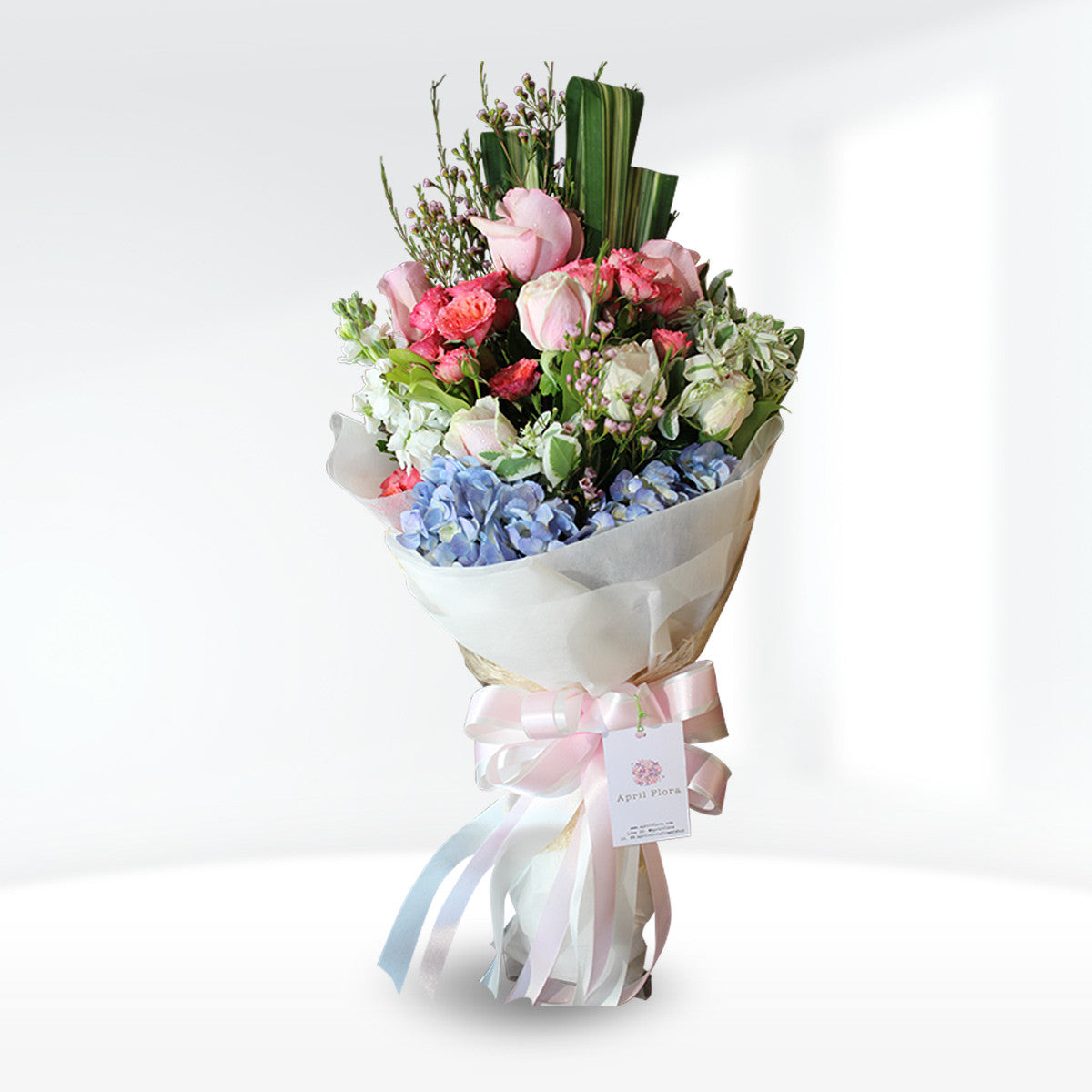 Tall Arrangement With Pink And Spray Roses - April Flora